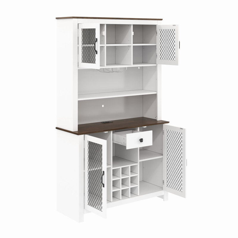 Armoire de rangement 70,9 "avec prises à DEL, Blanc