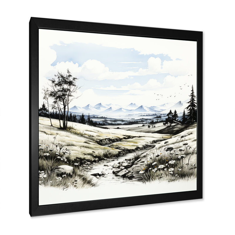 Faune sauvage, fleurs d'hiver II, Cadre simple noir, H 24 po x l 24 po x P 1 po