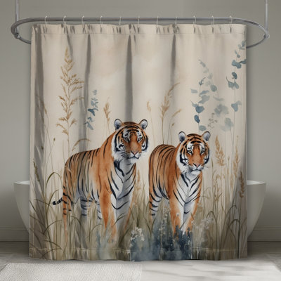 Rideaux de douche Two Tigers In Grass