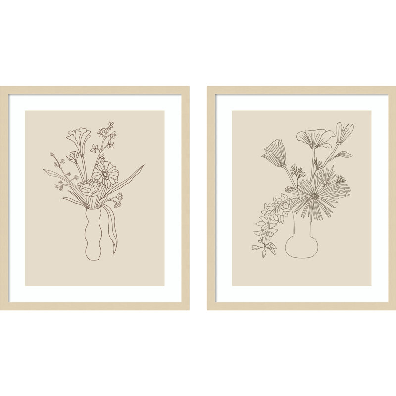 «Fiama Floral Study» par Kate Aurelia Holloway, impressions murales encadrées, Brun, H 25 po x l 45 po x P 1 po