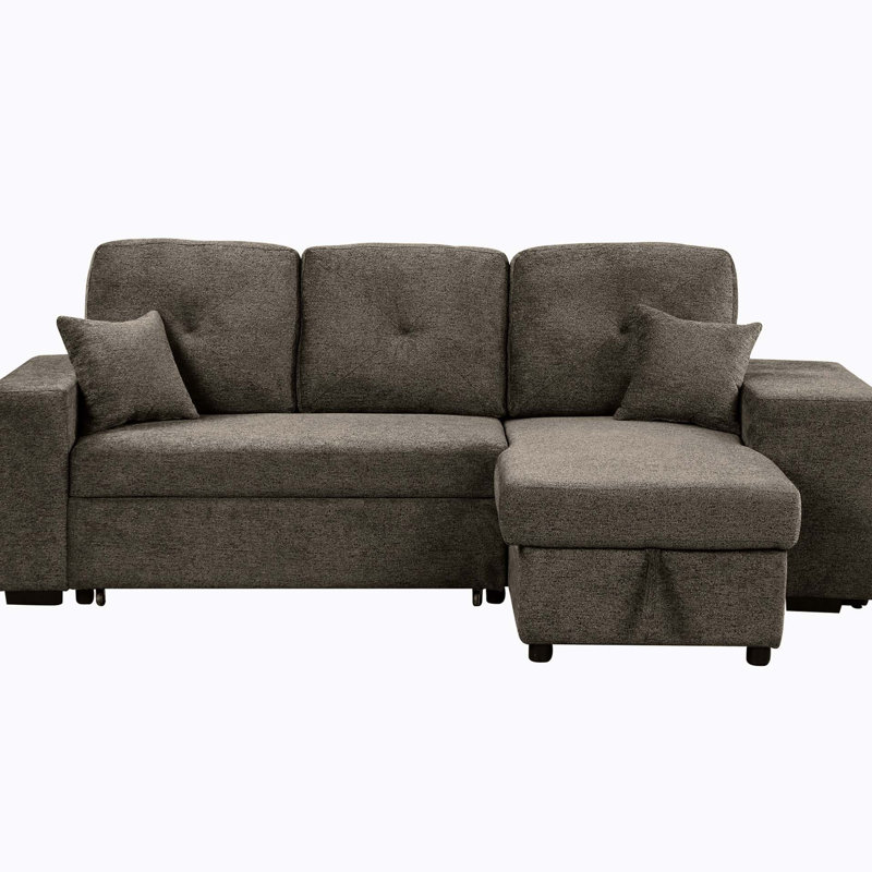 Canapé-lit Katishia, Velours Knox gris anthracite