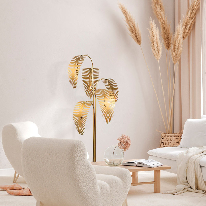 Lampe sur pied moderne moderne avec corps en métal 28,0 x 28,0 x 61,8 pouces | Plaque de base de 11,8 po de diamètre | 5 x douilles E14 (40 W maximum) | Élégant interrupteur marche / arrêt, idéal pour les espaces de vie glamour et les décorations contemporaines, classé IP20