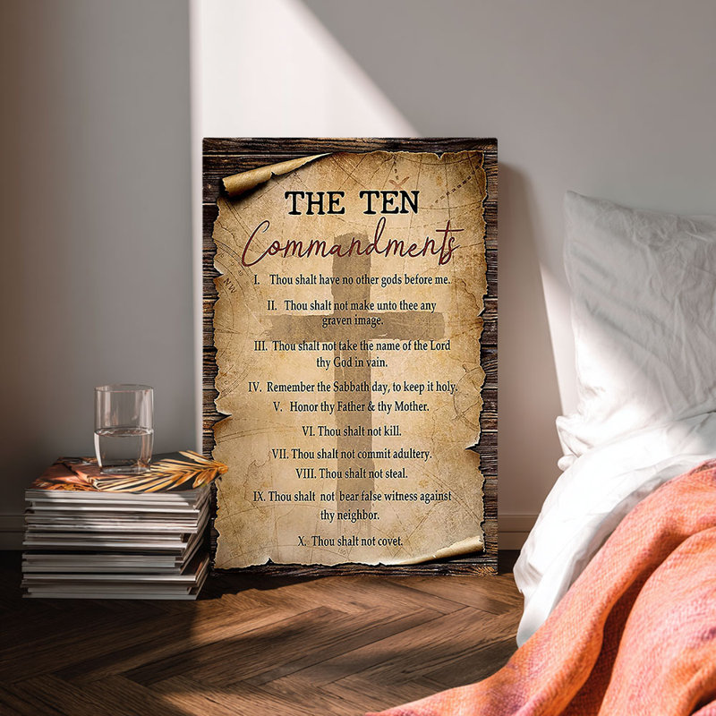 Impression sur toile rétro «Christian The Ten Commandments» - Studio spirituel, 24 * 16 pouces (60 * 40 * 2cm)