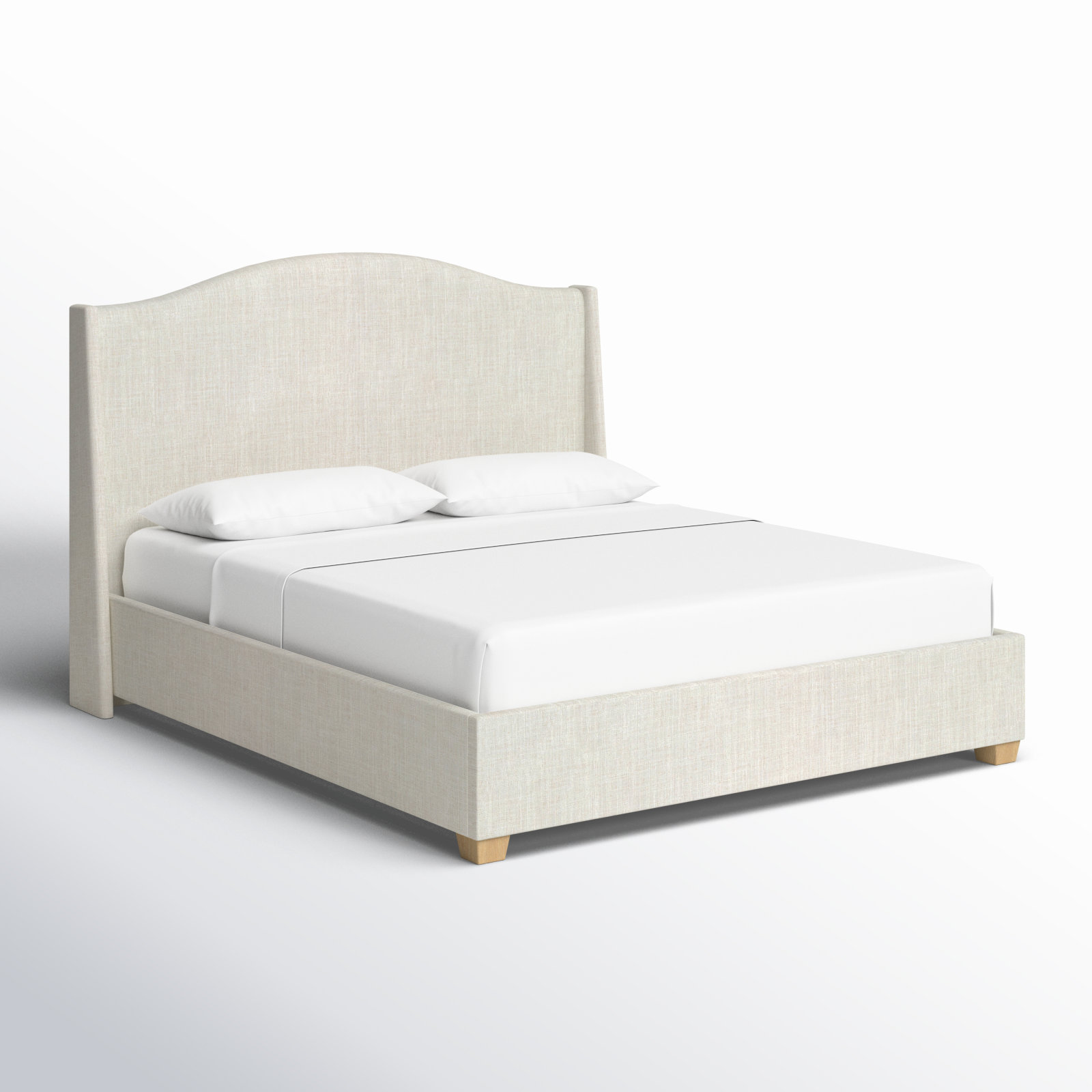 Allis Wingback Platform Bed, Queen, Classic Talc Linen
