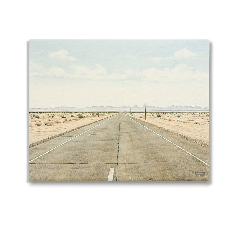 Scène, désert, autoroute, art mural, parRB, H 16 po x l 20 po