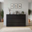 Commode 9 tiroirs sans poignée, commode moderne en bois noir mat pour la chambre à coucher, commode de rangement pour le salon, le couloir, le vestibule-1582096178