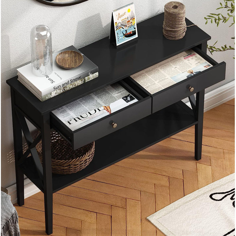 Aba 39.4'' Console Table, Black, Black