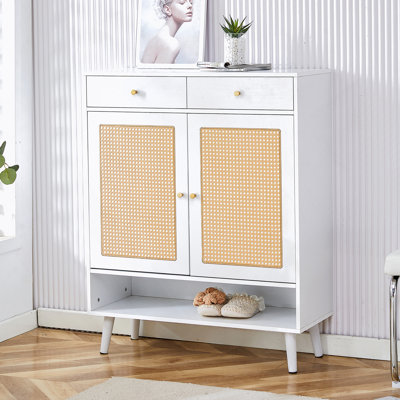 Quiana Accent Cabinet,Modern Rattan Shoe Cabinet ,Storage Cabinet With Doors And Shelves