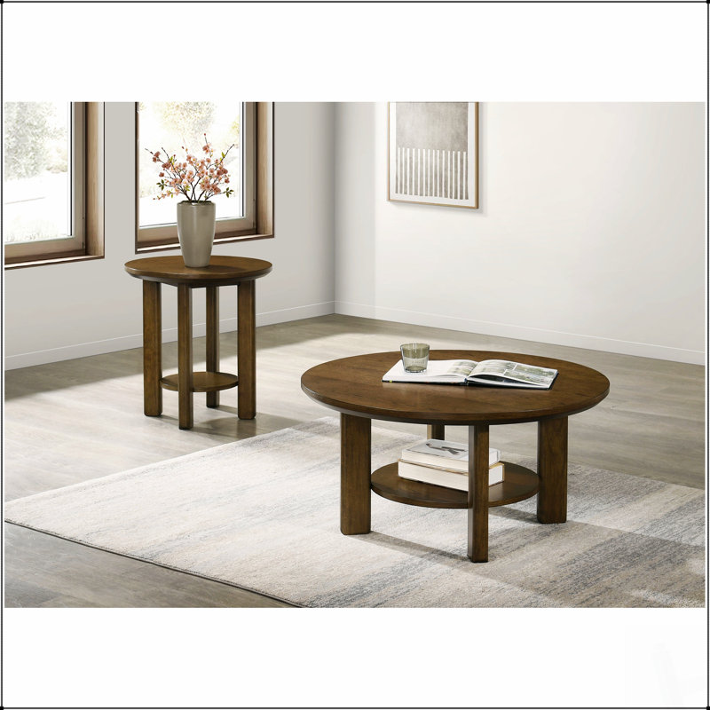 Ensemble élégant de 2 tables basses et d'appoint avec étagères de rangement ouvertes et pieds robustes pour salons modernes