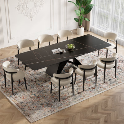 Mid-Century Solid Wood Beige Upholstered Dining Chairs, No Assembly Required Accent Chairs For Dining Room (Set of 6)