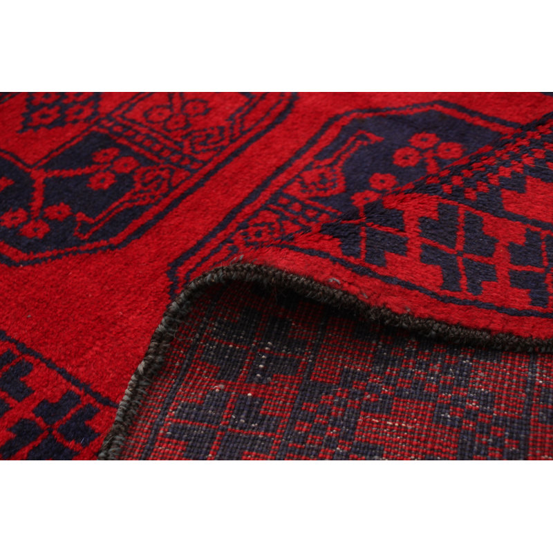 Tapis unique en laine noué à la main rouge des années 1980 de 7 pi 2 po x 12 pi Cassano