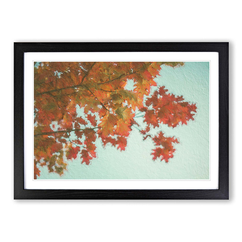 Autumn Leaves - Single Picture Frame Painting, 45cm H x 63cm W x 2cm D, Black Framed