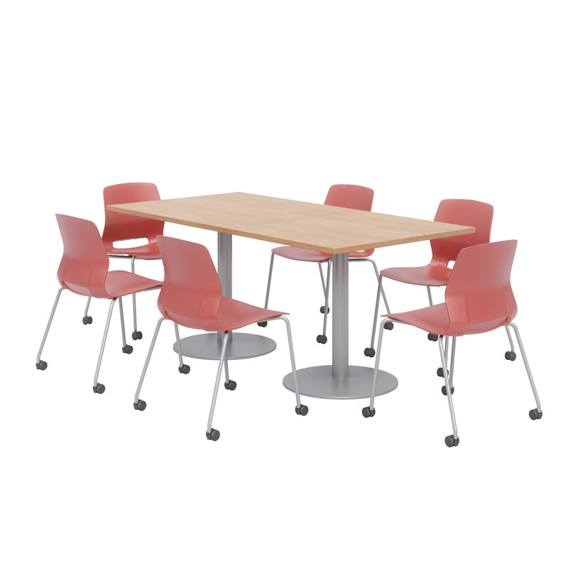 Ensemble de table de salle à manger rectangulaire 72 "et chaise, Érable, Corail