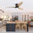 56 Inch Modern Design Flush Mount Ceiling Fan With Light And Remote Control, 3 Solid Wood Blades Reversible DC Motor Black For Living Room
