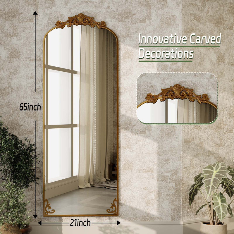 Metal Arch Floor Mirror, Bronze
