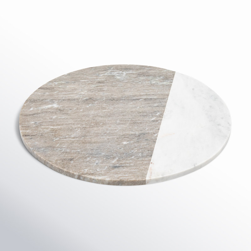 Junita Two Toned Round Marble Serving Tray