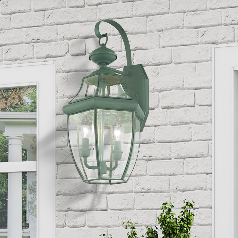 Alexavier Solid Brass Wall Light, Verdigris, 20.25" H x 10.5" W x 10" D