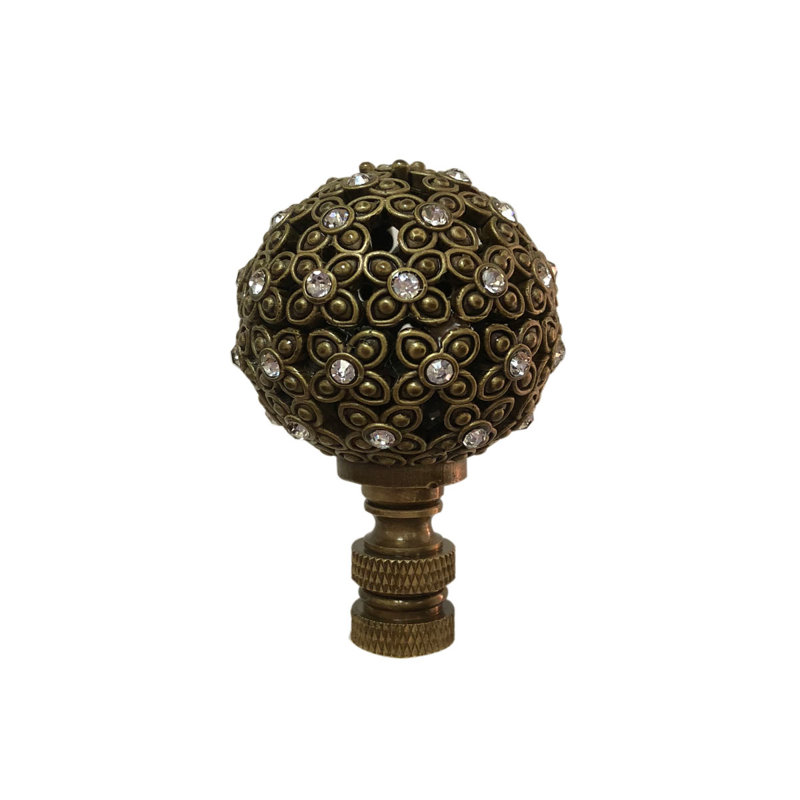 Faîteau de lampe à motif floral, Laiton antique