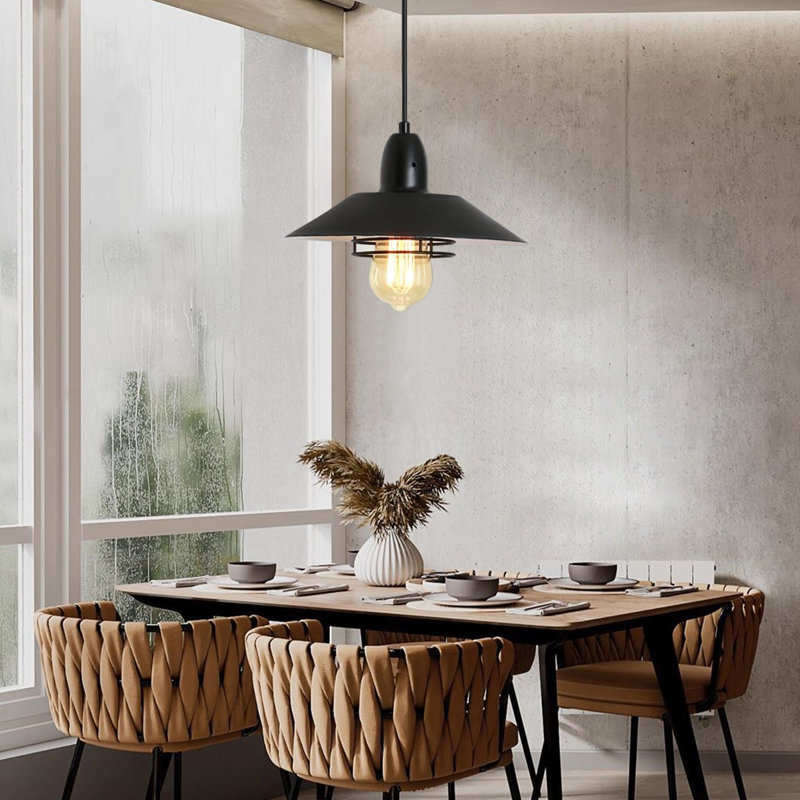 Luminaire suspendu conique noir mat à 1 lumière Alameddine