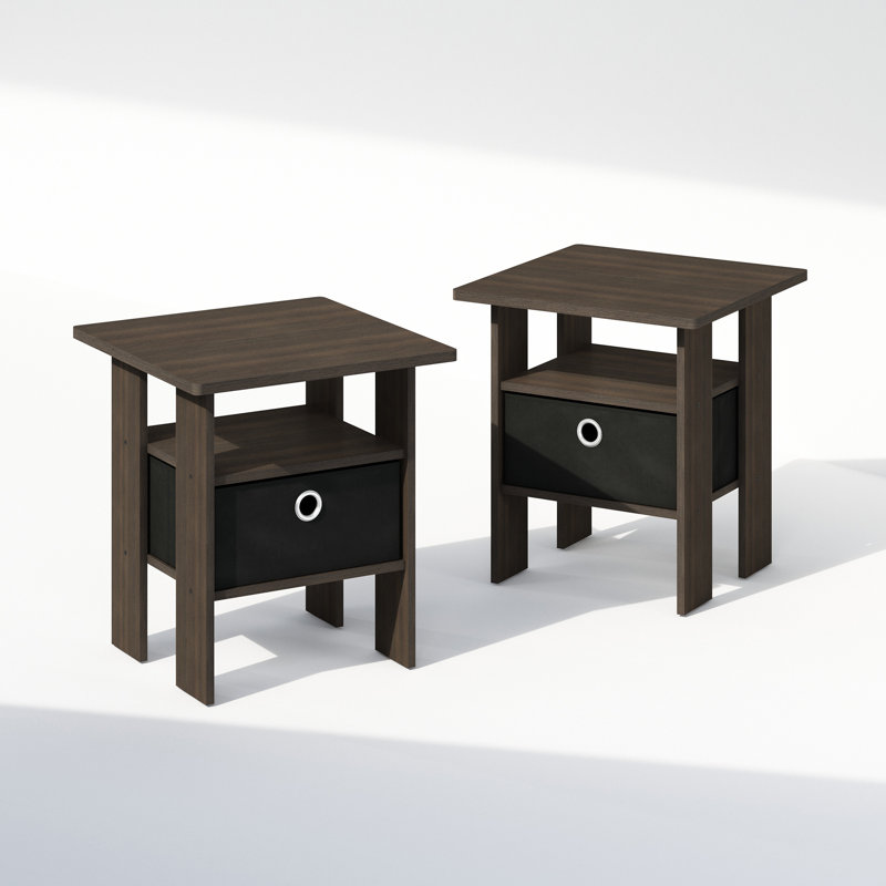 Gigi Nightstand With Bin Drawer, Set Of 2, Dark Brown, Set of 2