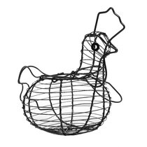 Black Metal Wire Chicken-Shaped Egg Storage Basket