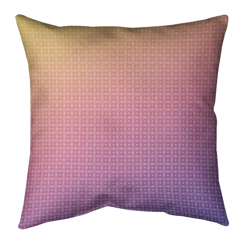 Housse de coussin Katelyn Elizabeth, Polyester / Bourre en polyester, 26 x 26, Mauve / jaune / rouge