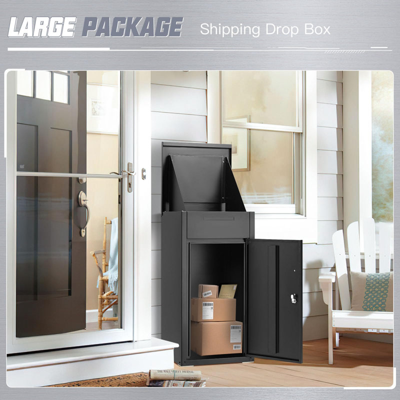 Express Delivery Boxes For Outside, 56" H x 16.34" W x 17.72" D, Black