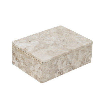 6x3x4" Rectangular Marble Storage Box With Natural Cream Finish