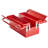 Tool Box 14-inch 2-Tier 3-Tray Folding Cantilever Toolbox with Handle Red