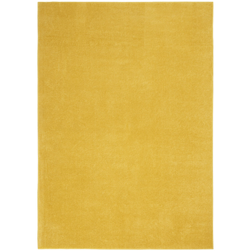 Mullican Sandy Solid Yellow Easy Care Indoor/Outdoor Area Rug, Rectangle 5' x 7'