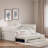 Upholstered Daybed With Trundle, Three Drawers And Vertical Striped Design-2118190087