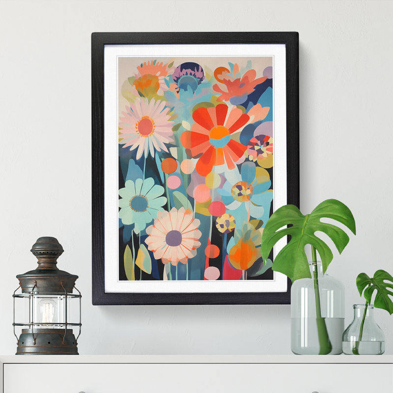 Modern Flowers Orphism Vol.9 - Picture Frame Print, 64cm H x 46cm W x 2cm D, Oak