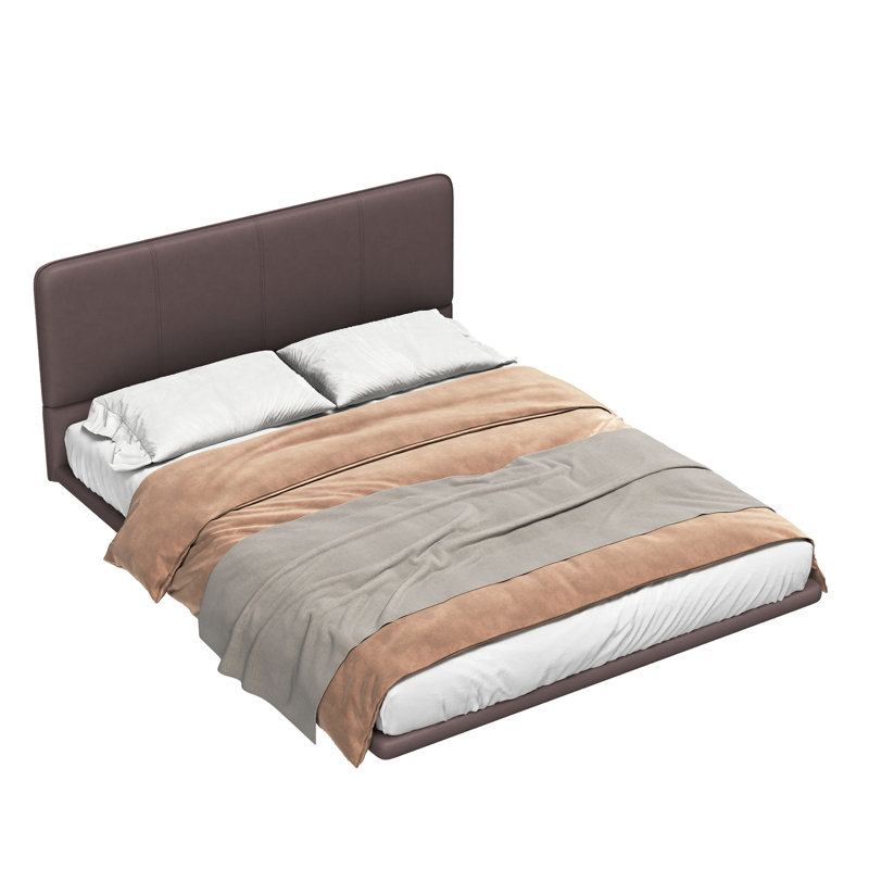 Floating Bed Frame with LED Light, Coffee, Full