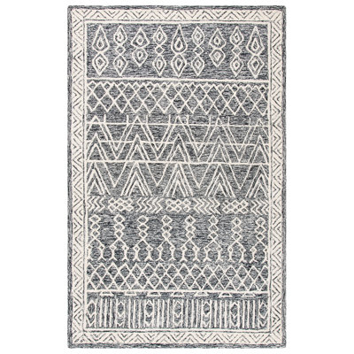 Tapis ivoire / noir en laine touffeté à la main Jacks Southwestern