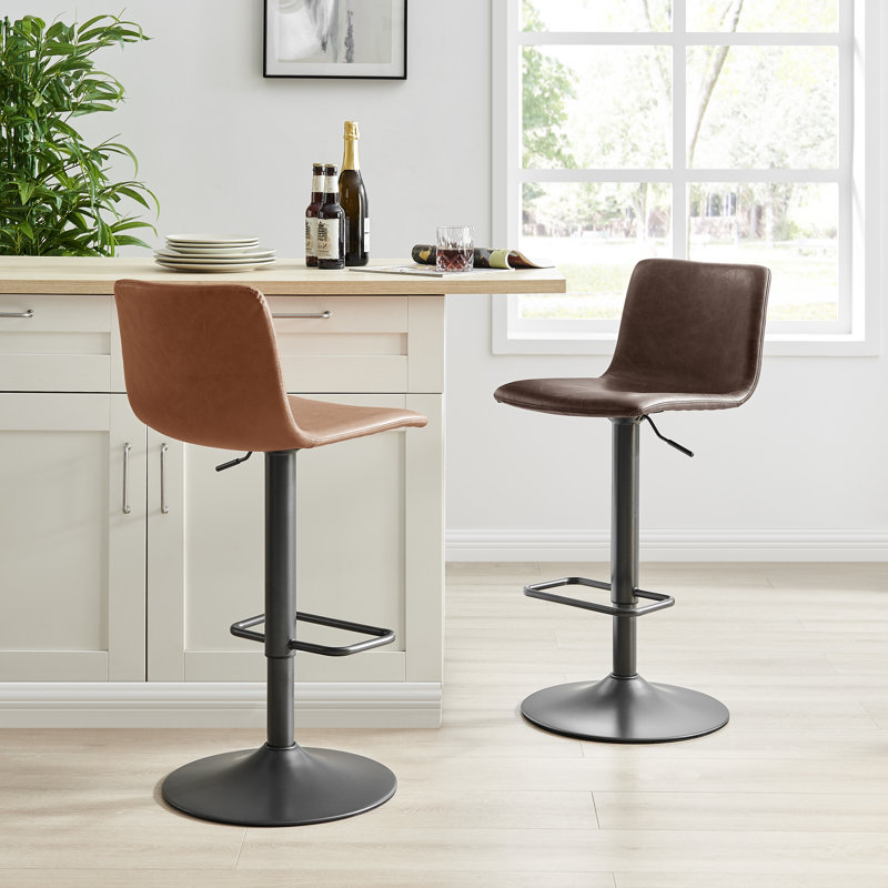 Rathbone Swivel Adjustable Height Counter Stool with Metal Frame, Dark Brown