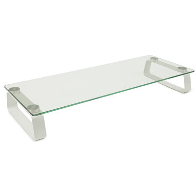 Mount-It! Glass Computer Monitor Riser and Laptop Stand, 22 Inches Wide, 44 Lbs. Carrying Capacity