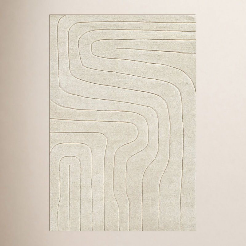 Aelin Geometric Hand-Tufted Wool Area Rug, Rectangle 8' x 10'
