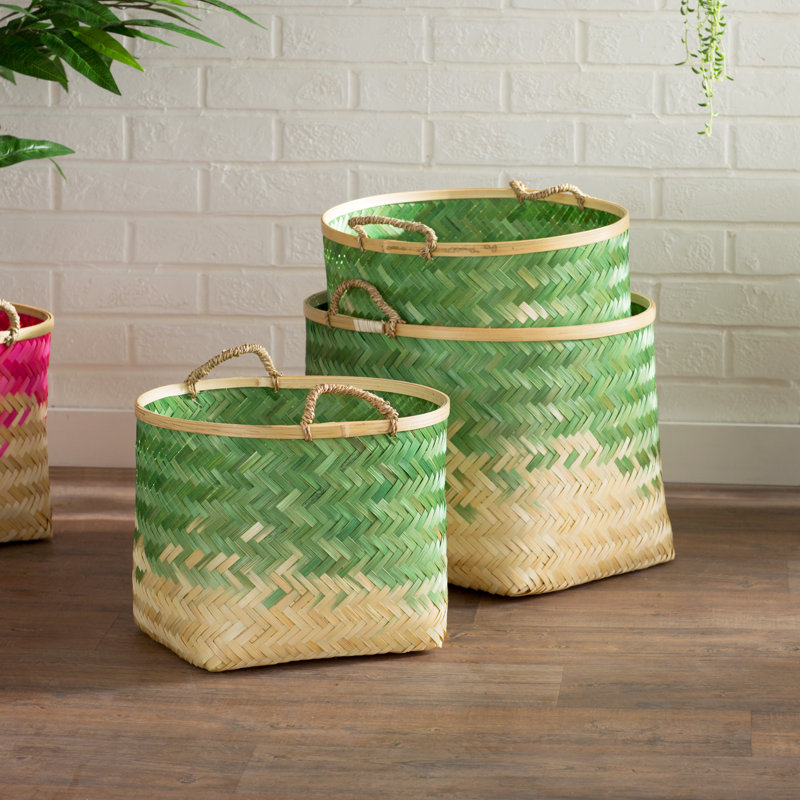Dovecove Molokai Wicker/Rattan Decorative Basket, Green