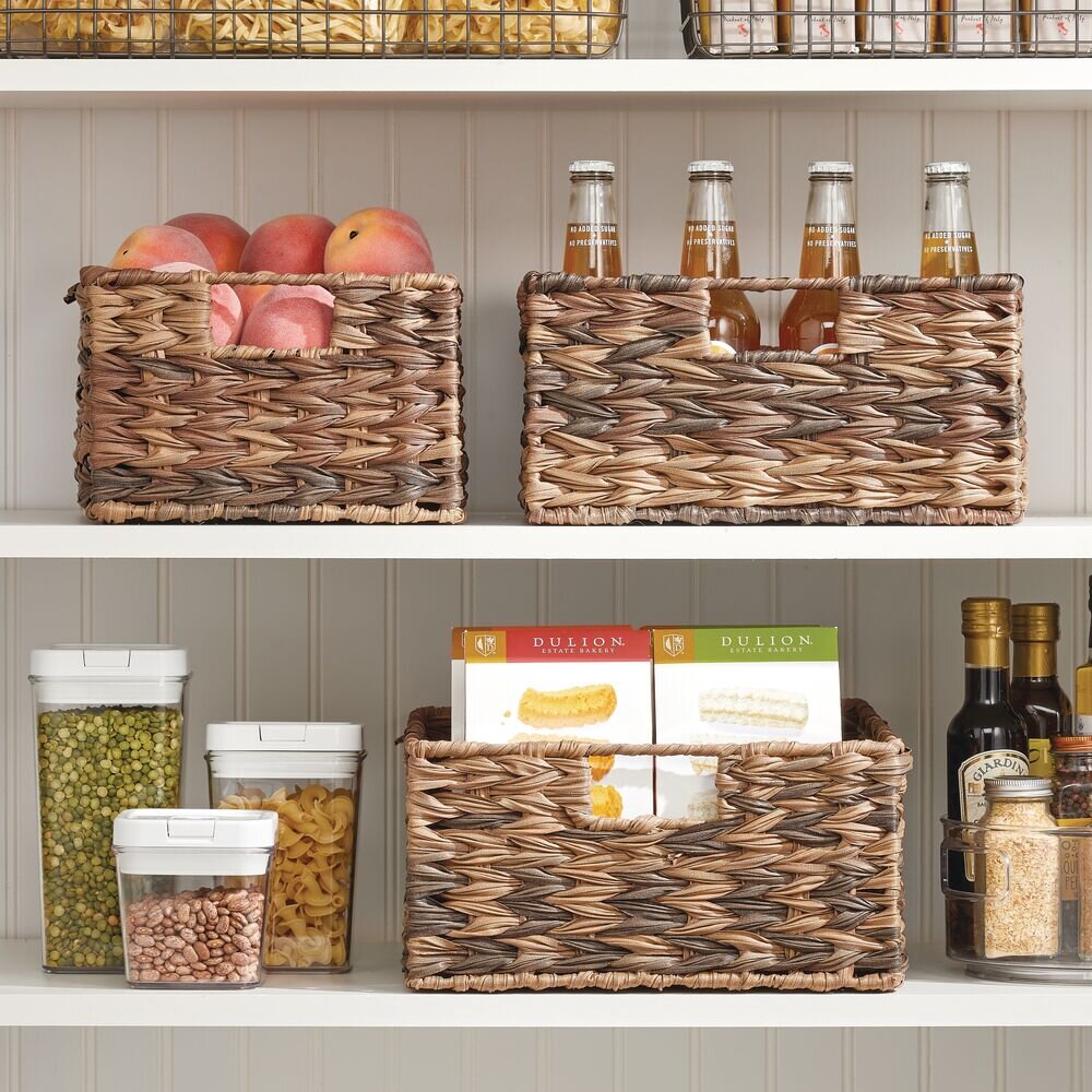 mDesign Woven Ombre Farmhouse Kitchen Pantry Food Storage Organizer Basket Bin