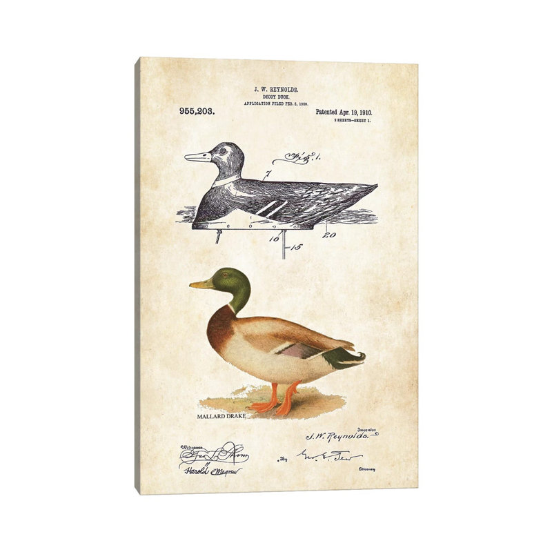 Duck Decoy by Patent77 - Wrapped Canvas Gallery-Wrapped Canvas Giclée, 20.32 cm H x 30.48 cm W