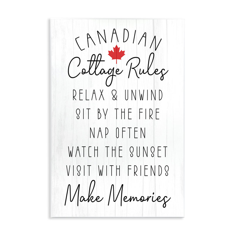 Plaque murale Canadian Cottage Rules, design par Lil 'Rue, H 19 po x l 13 po