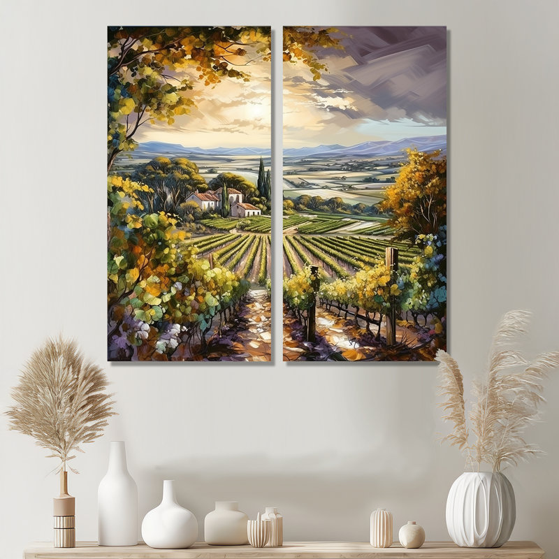 «Vineyard Charm Landscape II - Landscape Vineyard», art mural, H 40 po x l 40 po, Toile tendue sur cadre, Ne s’applique pas
