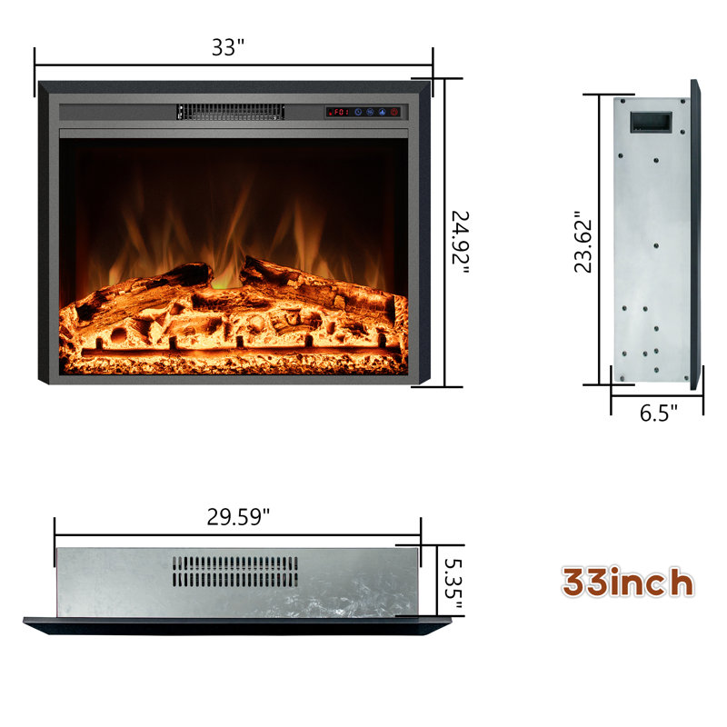 Insertion de foyer électrique Lembert, H 24,9 po x l 32,9 po x P 6,5 po