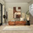Wood Block Rectangular Bench with Elevated Base