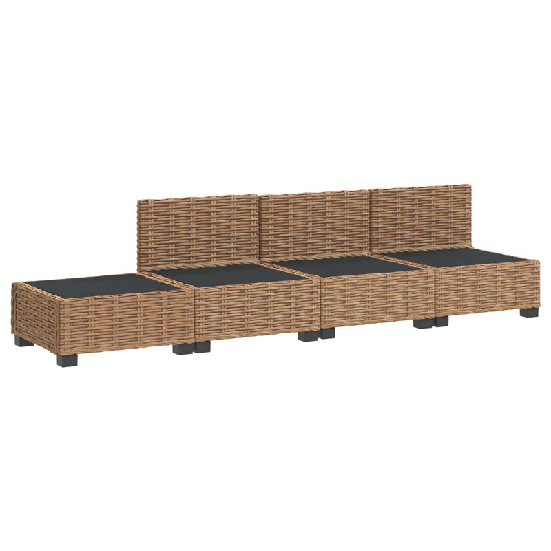 271cm Wide Patio Sectional Set, White Cushion/Natural Frame