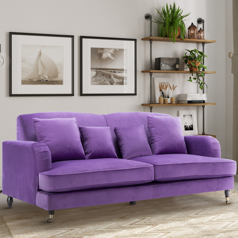 Penermon Roll Arms Sofa, Orange Velvet, 3