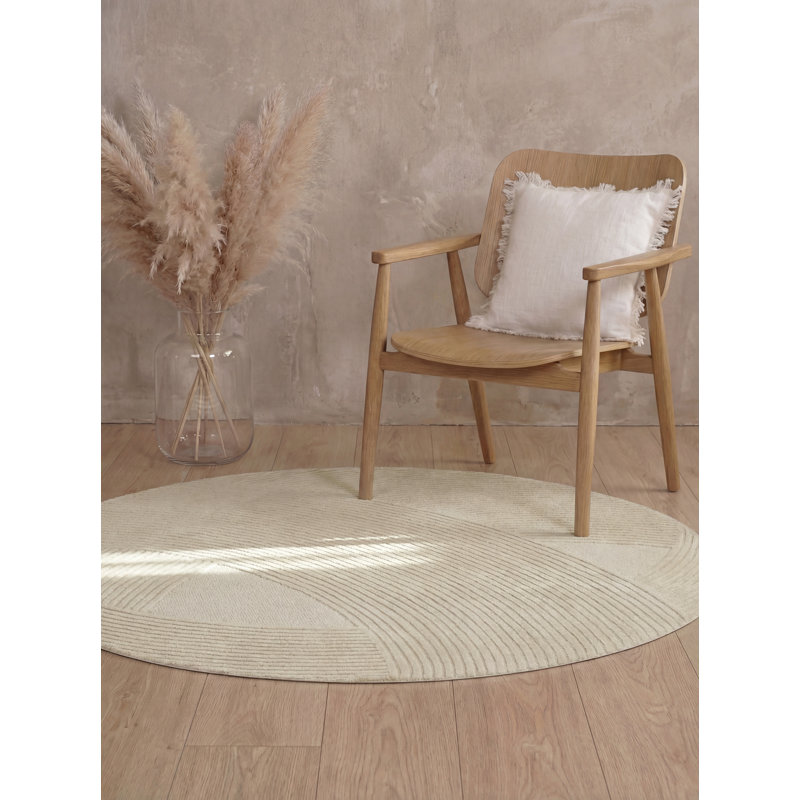 Wool Hand Tufted Area Rug, Cream, Round 160 cm
