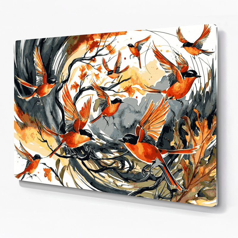 Oiseaux communs, art mural noir Redstart, H 11 po x l 14 po