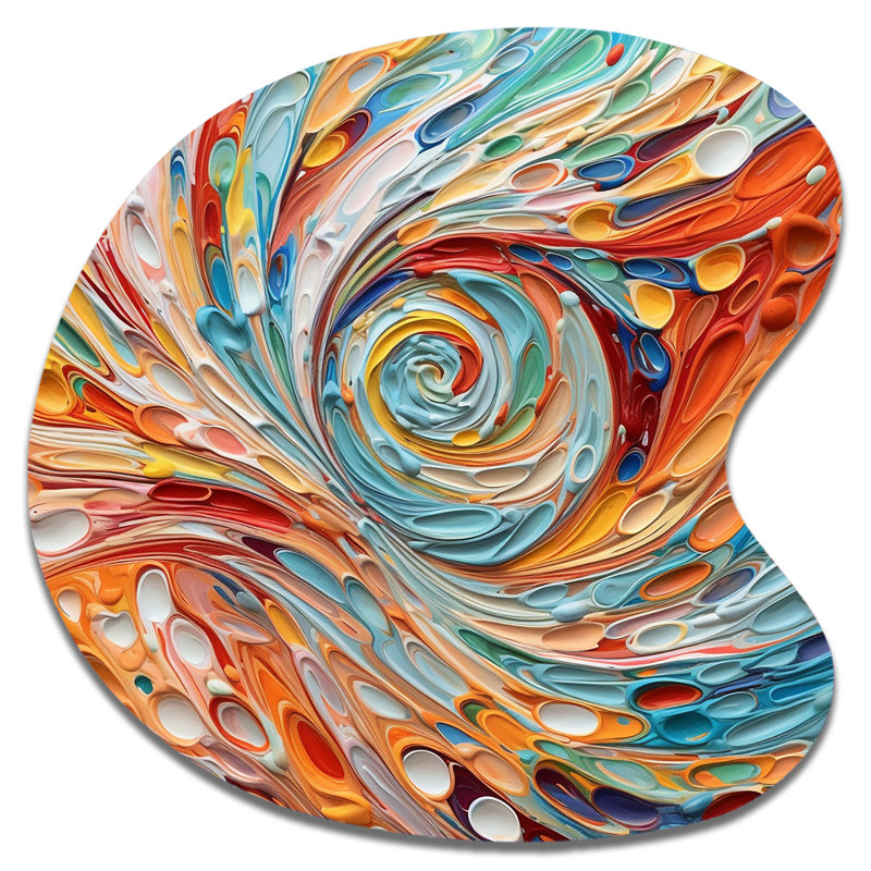 Spiral Symphony I - Abstract Spirals, forme irrégulière, art mural en métal, reproduction d'art asymétrique moderne