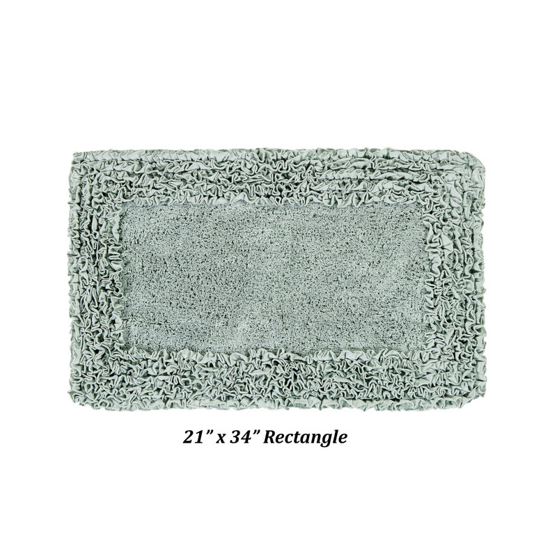 Tapis de bain touffeté 100% coton Aveliss, ultra doux et absorbant, envers en latex vaporisé, bordure luxueuse à volants, rectangle 21 po x 34 po